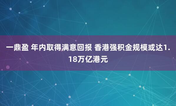 一鼎盈 年内取得满意回报 香港强积金规模或达1.18万亿港元